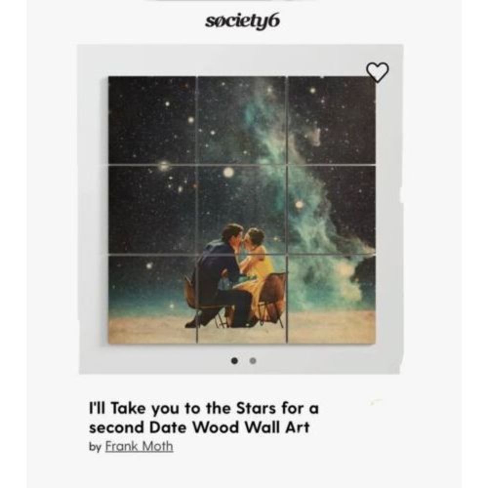 NEW SOCIETY6 WOOD WALL ART 3’x3’ Frank Moth “I’d Like To Take You To The Stars”
